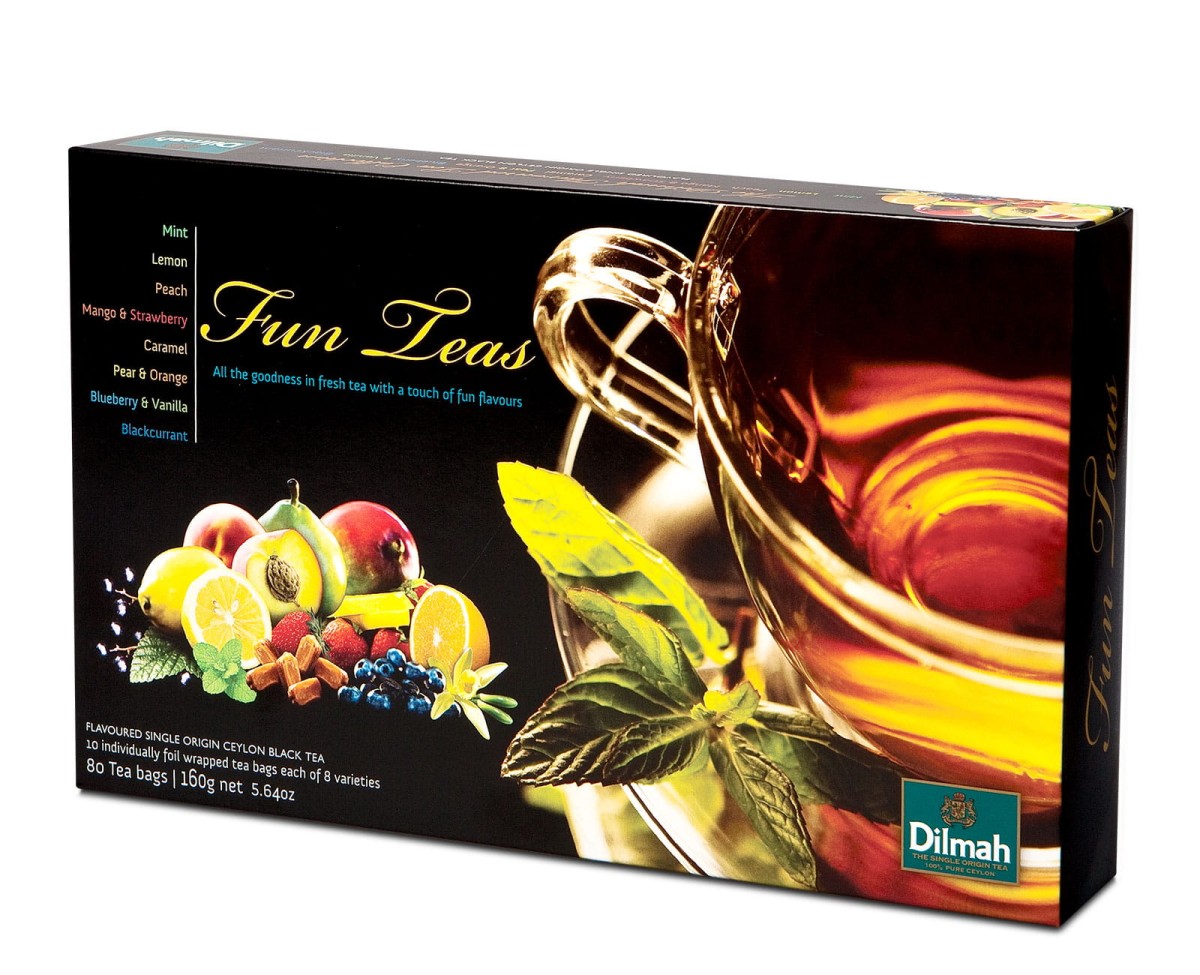 1Zestaw herbat czarnych aromatyzowanych (po 10 kopert z 4 rodzajów). Dilmah Celebrations Fun Tea [80x2g]
