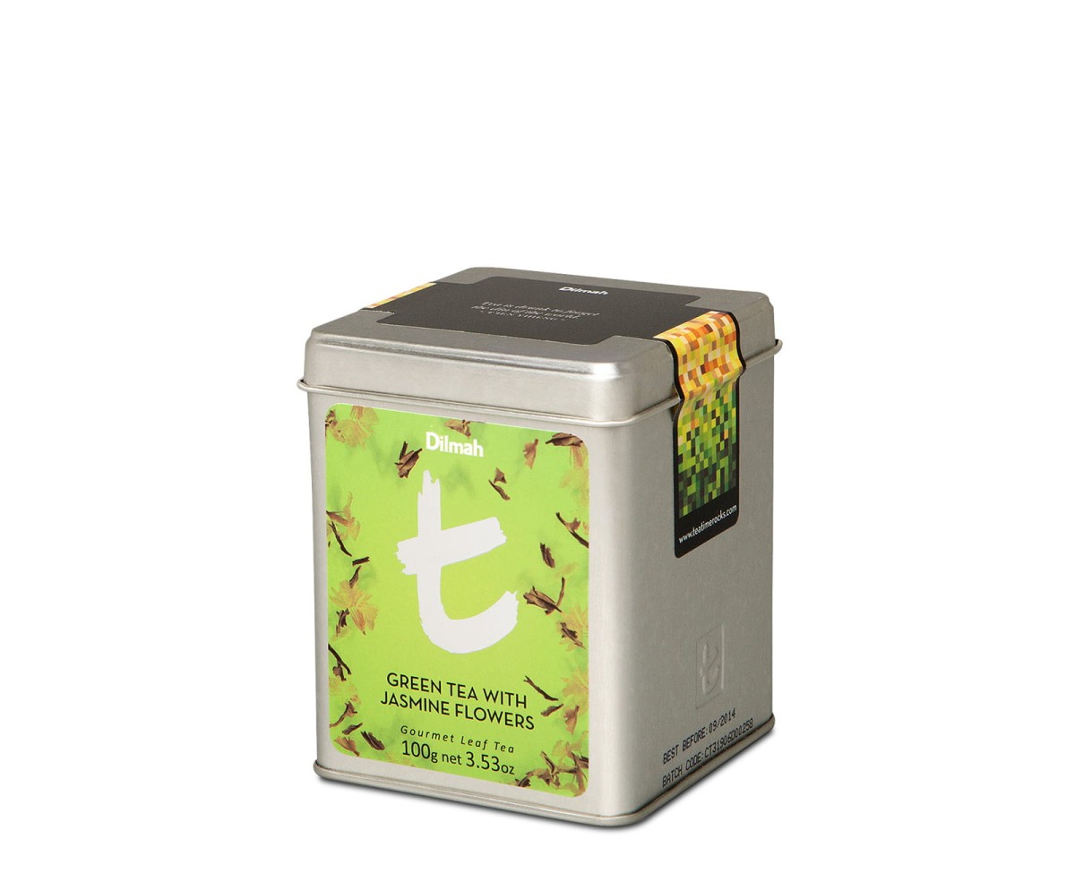Dilmah Green Tea with Jasmine Flowers [100g] - Chińska zielona herbata z kwiatami jaśminu - 100g sypkiej herbaty liściastej w puszce - 1