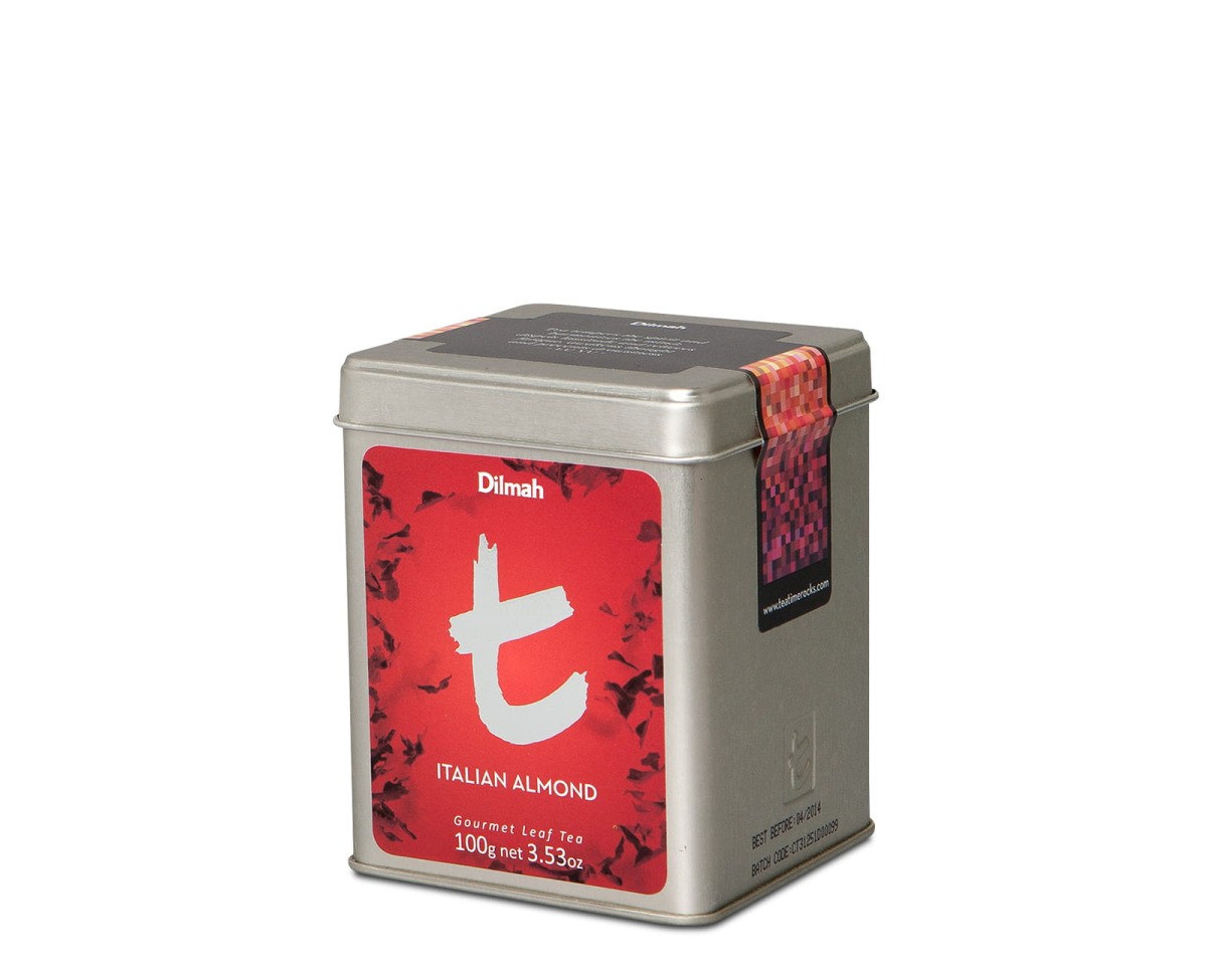 Herbaty czarne aromatyzowane sypkie w puszce Dilmah t-Series Italian Almond [100g] Cejlońska czarna herbata z aromatem włoskich migdałów 1