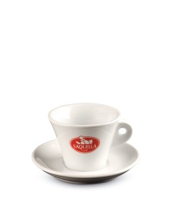 Filiżanka ze spodkiem do kawy cappuccino [z logo Saquella]