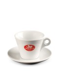 Filiżanka ze spodkiem do dużej kawy cappuccino [z logo Saquella]