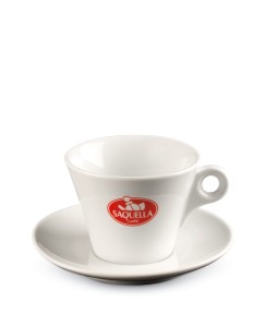 Filiżanka ze spodkiem do dużej kawy cappuccino [z logo Saquella]