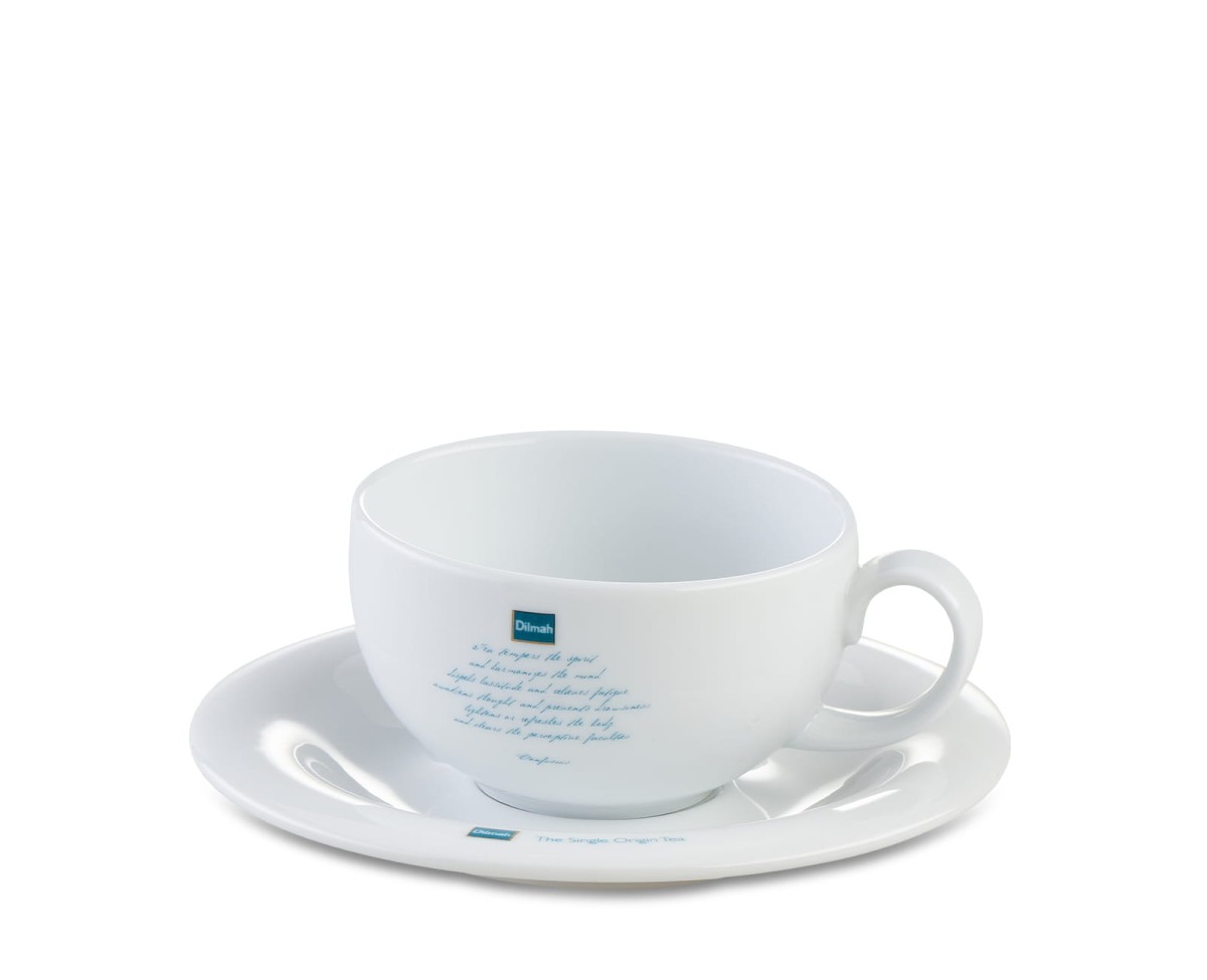 Akcesoria do Herbaty - Filiżanki ze spodkiem - Filiżanka porcelanowa Queensberry [z logo Dilmah] - pojemność: 300ml - 1