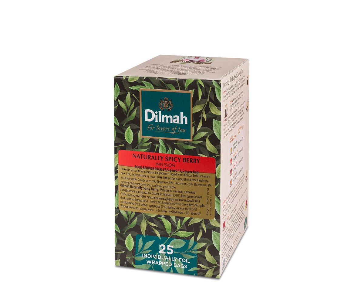 Dilmah Naturally Spicy Berry [25x1,5g] Mieszanka ziołowo-owocowa z przyprawami i aromatami (Korzenne jagody)