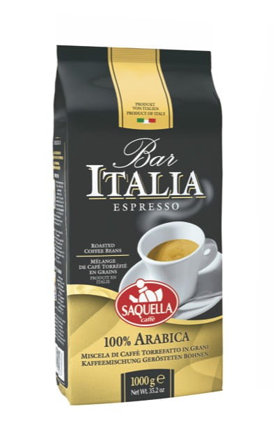Saquella Arabica Bar Italia_Mieszanka naturalnej kawy palonej_1000g kawy ziarnistej w hermetycznym opakowaniu z zaworkiem_11963