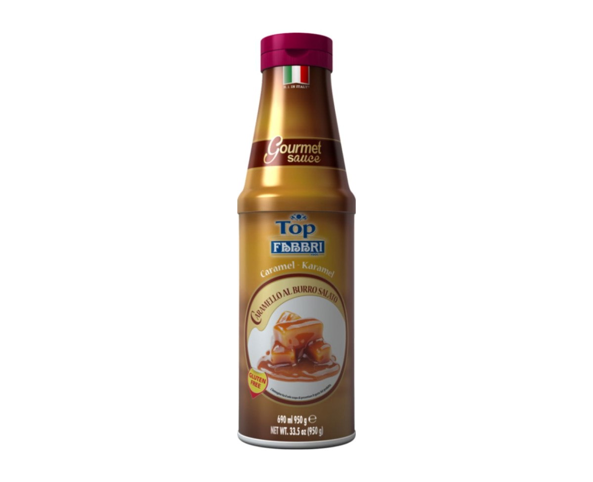 Sosy Fabbri Gourmet Sauce Top Caramello Al Burro Salato - butelka 950g Kremowa polewa o smaku słonego karmelu 1