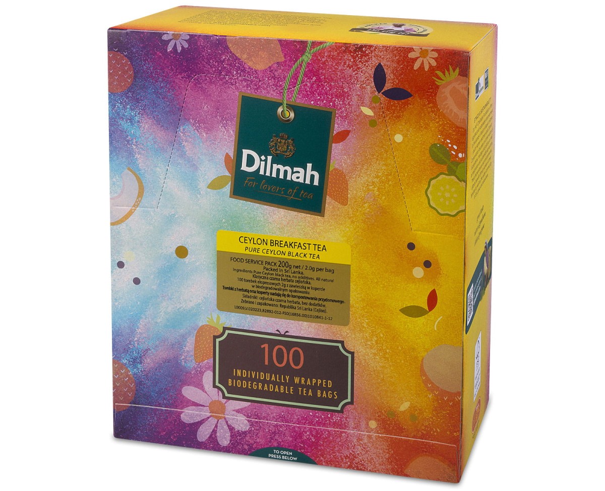 Herbata Czarna - Dilmah Ceylon Breakfast Tea [100x2g] - Czarna herbata cejlońska śniadaniowa. 100 torebek ekspresowych 2g z zawieszką w papierowej kopercie 2