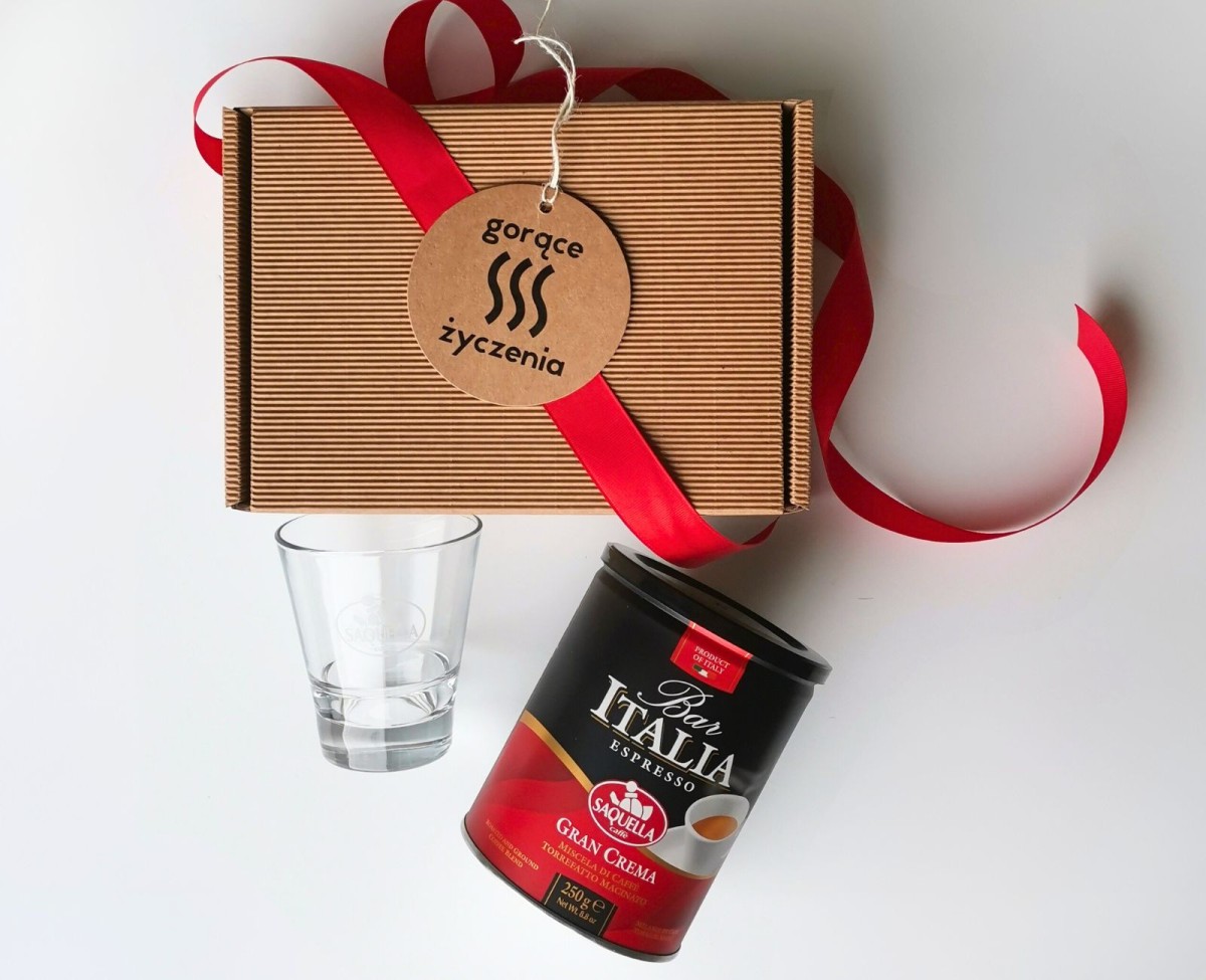 Box Kawowy Gorące Życzenia - Saquella Gran Crema ze Szklanką3