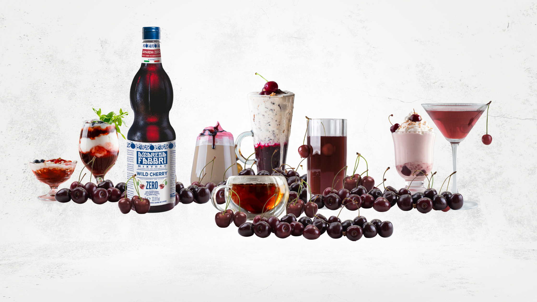 Syrop bez cukru Fabbri Mixybar Amarena Zero oraz propozycje wykorzystania syropu – koktajle, herbaty, desery, kawy smakowe.