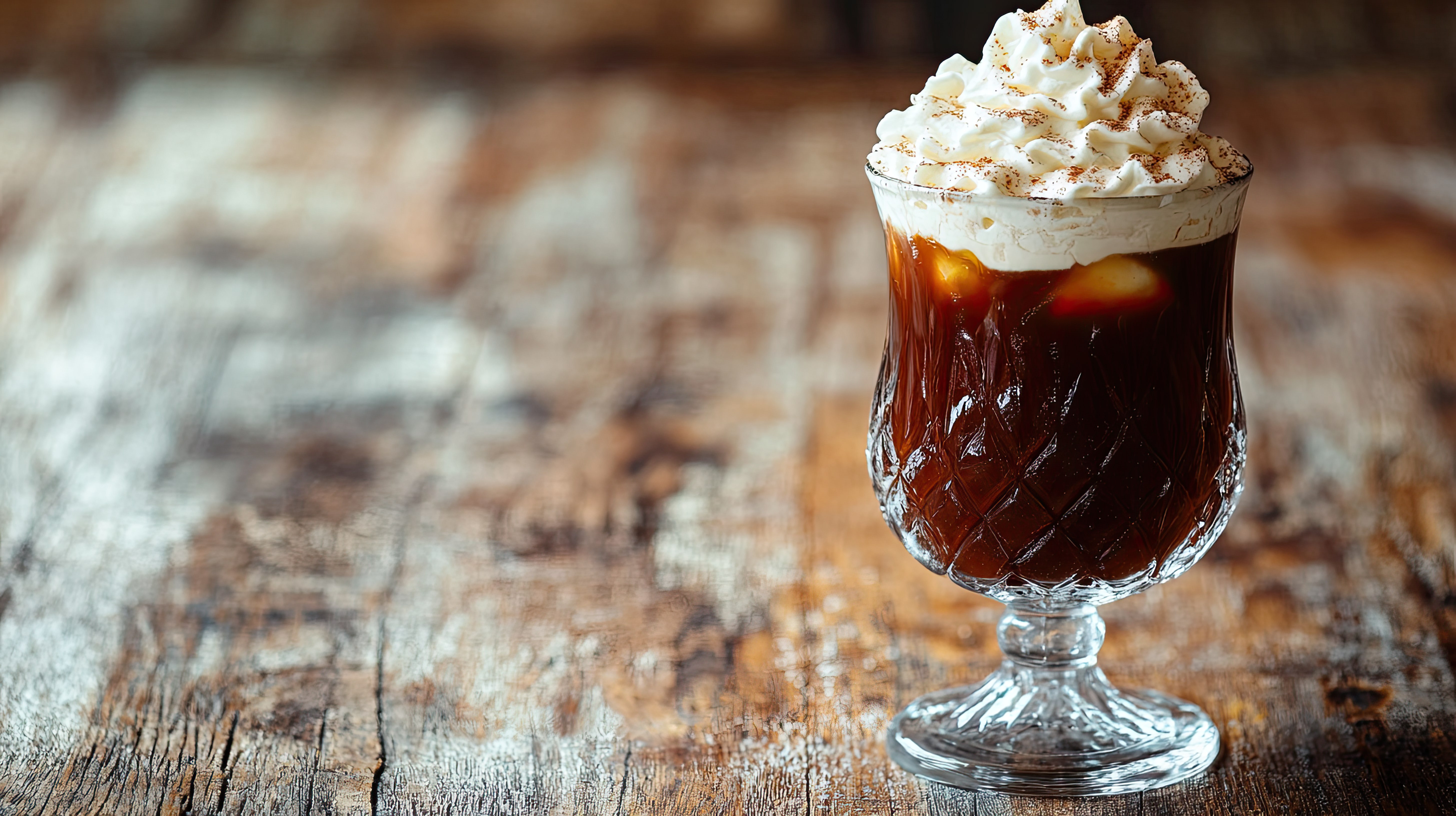Wariacja na temat Irish Coffee – smakowa kawa po irlandzku na bazie kawy Saquella z syropem Fabbri Mixybar Hazelnut.